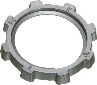 Zinc die-cast locknut with cast thread. Trade Size 2"