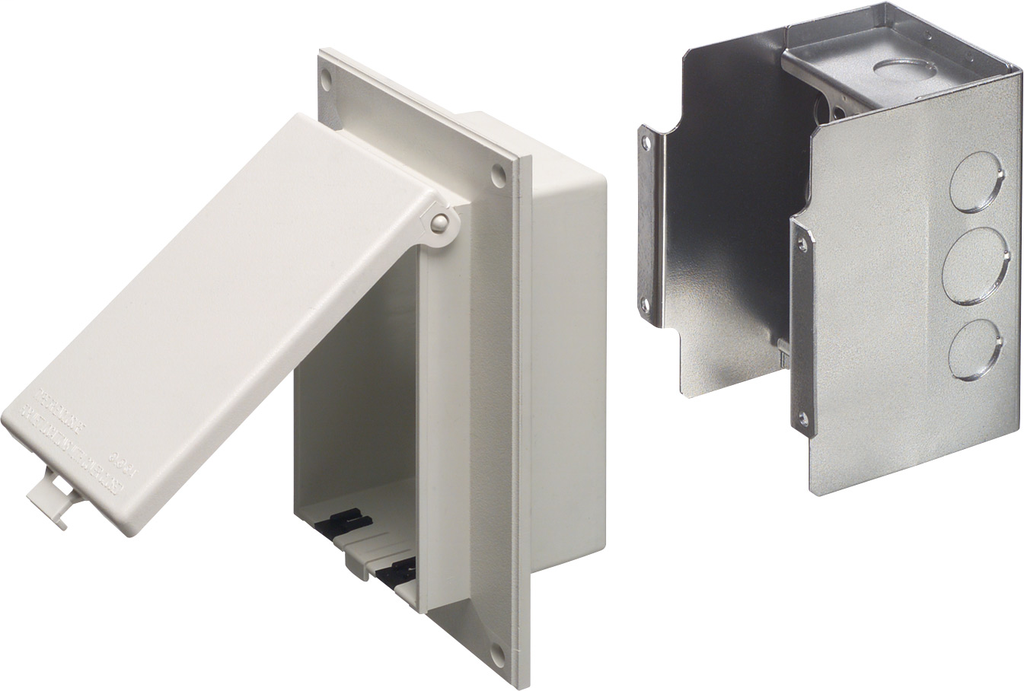 Product image for Arlington DSBVR1W Vertical Flat Surface Retrofit Box, Metal Box / White Cover