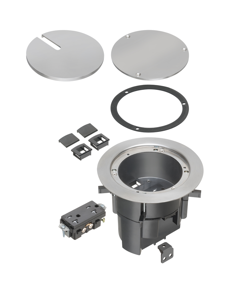 Product image for Arlington FLBR5420NL Floor Box Kith w/ Recessed Wiring Device, Nickel