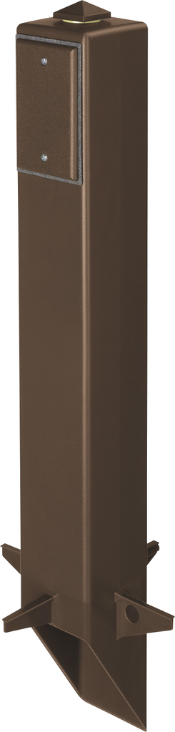 Gard-N-Post. 26" support for outdoor light fixtures or GFCI devices outdoors. Opennings on both sides of post for back to back power or power on one side and low voltage on the other. Built in stablaizers need to assembly. Opennings in stabalizers allow f