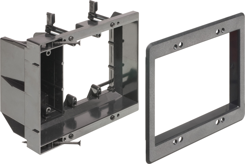 Product image for Arlington TVBU507BL 3-Gang Recessed TV Box, (1) Power / (2) Low Voltage, Black