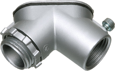 Combination threaded rigid and set screw EMT to box. 90 degree pulling elbow with cover and gasket. Zinc die-cast. Trade Size 3/4".