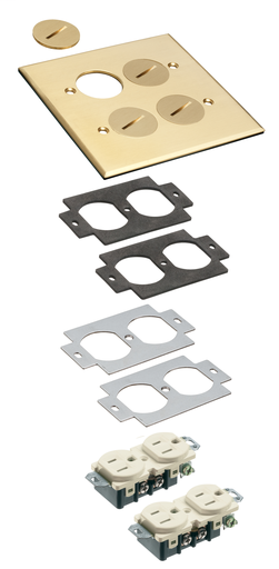 Product image for Arlington FLB5540MB 2-Gang Metal Cover w/ Threaded Plugs, Brass