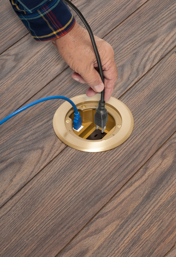 Product image for Arlington FLBC4560DMB Concrete Floor Box Cover Kit, Low Voltage Divider, Brass