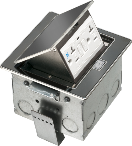 Product image for Arlington FLBT4400GBL Countertop Box Kit, 20A GFCI, Square Black S/S Cover