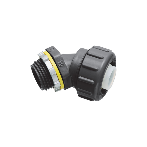 Product image for Arlington NMLT4550BL 1/2" Non-Metallic Liquidtight 45deg Connector, Black
