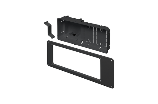 Non Metallic TV BOX for power and low voltage. Recessed so plugs do not protrude from wall. For new construction and retrofit. Comes with low voltage divider in power box. 4 Gang. Color Black.