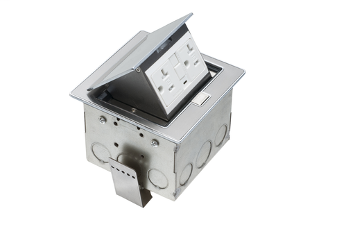 Product image for Arlington FLBT4400GSS Countertop Box Kit, 20A GFCI, Square Stainless Steel Cover