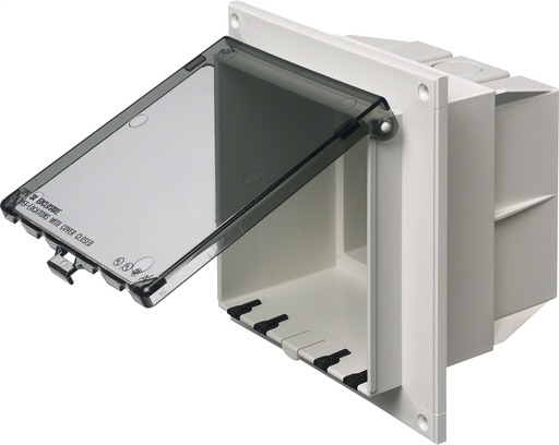 Product image for Arlington DBVR2C 2-Gang Vertical Flat Surface Box, White w/ Clear Cover