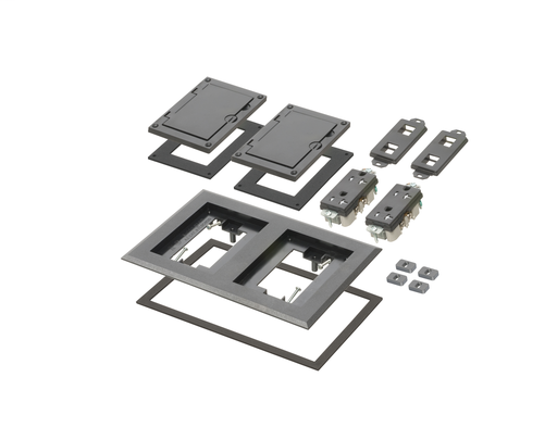 Product image for Arlington FLBC8520BL 2-Gang Floor Box Cover / Frame Kit, Flip Lid, Black