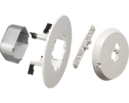 CAM-BOX kit for installation of security camera. Steel, 17.0 cu. Rated up to 50lb on suspended ceiling or drywall in combination with dropwire. Installs with 4" hole saw. Rated 10lbs on drywall ceilings without dropwire. Rated 7lbs on walls. Box has 1/2"