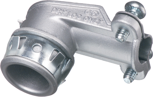 Product image for Arlington 85AST 3/8" Insulated 90deg Snap-Tite Connector, Flex/AC/MC, Zinc Die-Cast