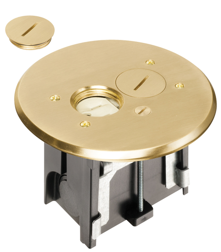Product image for Arlington FLBAR101MB Brass Finish Adjustable Floor Box with Metallic Covers