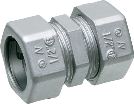 Zinc die-cast EMT compression coupling. Concrete tight and rain tight. Trade Size 1".