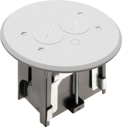 Arlington FLBAR101W 1-Gang Non-Metallic Floor Box Kit w/ Threaded Plugs, Round Cover, White