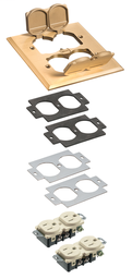 Arlington FLB5550MB 2-Gang Floor Box Cover w/ Flip Lids, Brass