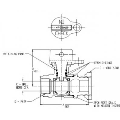 76111WY 3/4X5/8X01 BALL VALVE L/CHK FNPT X YOKE -NL