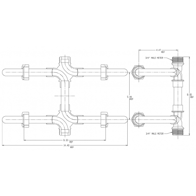 758-307NN X5.31 HORI TAN RSTR M NUT x M NUT