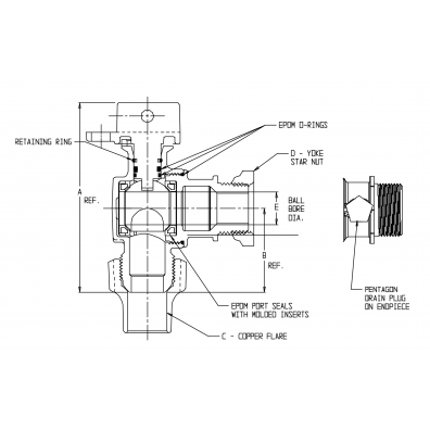 74602BYD 1X1X04 ANG BALL PENT DRN FLR X YOKE-NL