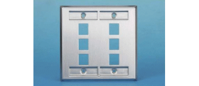 Faceplates and Panels - KeyConnect Stainless Steel Faceplates 6-Port, Double-Gang