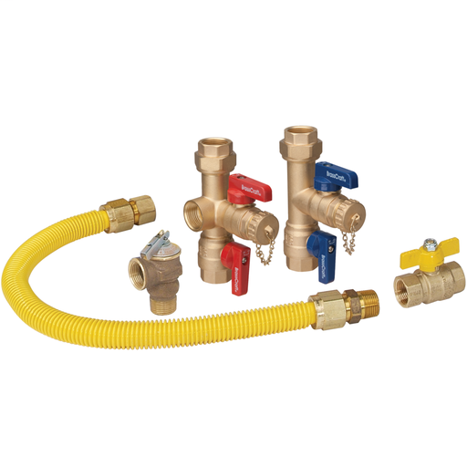 TK30RB21-24G3X IPS x IPS Service Valve Kit with 3/4 in. I.D. (3/4 in. FIP x 3/4 in. MIP) Yellow Coated Gas Connector, 3/4 in. Full-Port Gas Ball Valve & PR Valve