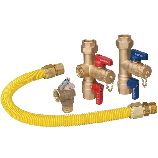 TK30RB21-18X IPS x IPS Service Valve Kit with 3/4 in. I.D. (3/4 in. FIP x 3/4 in. MIP) Yellow Coated Gas Connector & PR Valve