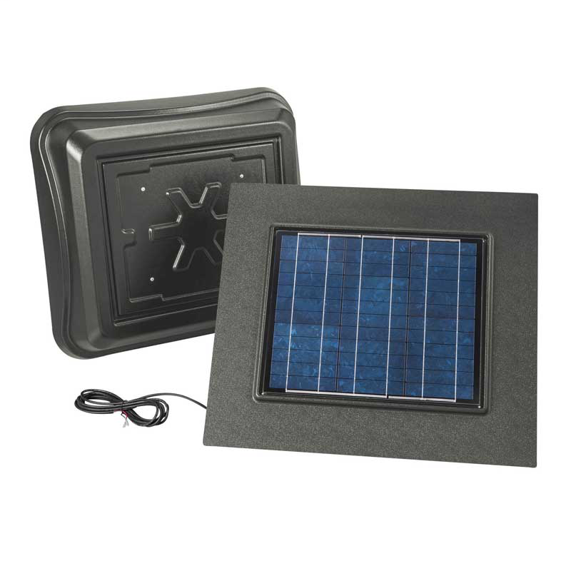 Remote Mount, Solar Powered Attic Ventilator in Weathered Wood