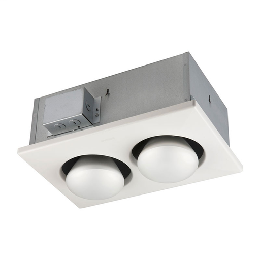 Two-Bulb Heater, (2) 250W BR40 Infrared Bulbs, Type IC, UL Listed for 60°C Wiring (retrofits)