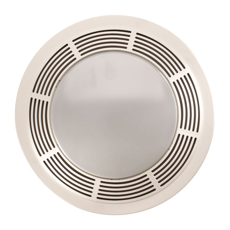 Fan/Light/Night-Light, Round White Plastic Grille With Glass Lens, 100 CFM