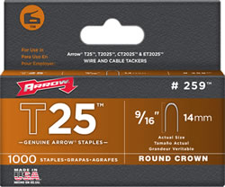 Product image for ARROW 259 T25 9/16" STAPLES