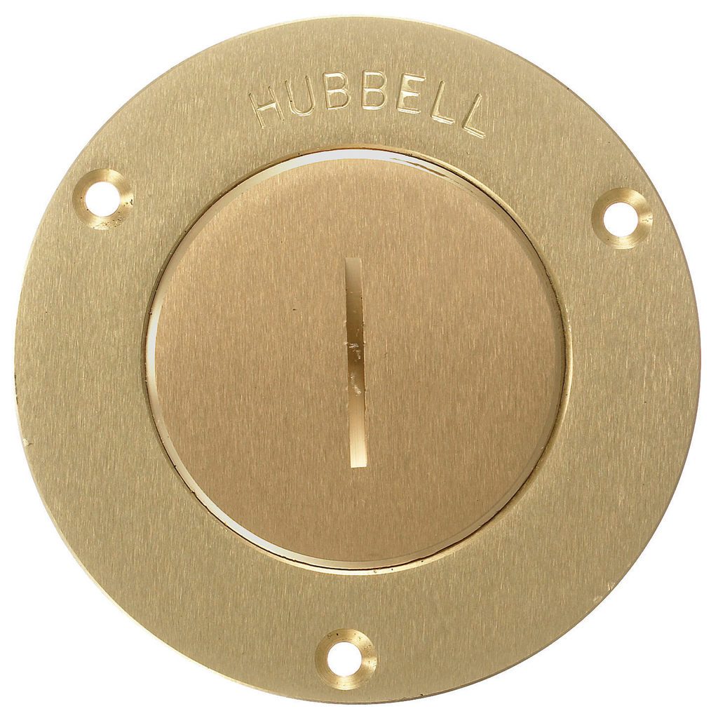 Product image for Hubbell S3525 2-3/8 Inch Brass Round Single Receptacle Floor Box Cover