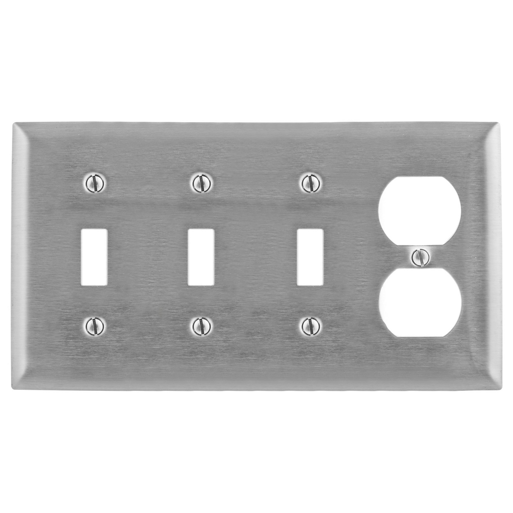 Product image for HPW SS38 WALLPLATE, 4-G, SW/SW/SW/D