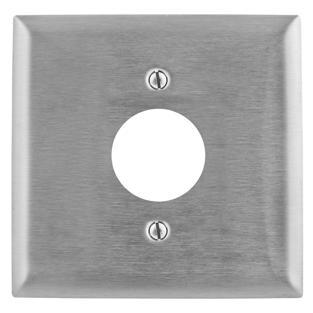 Product image for Hubbell SS749 1Gang Wall Plate, Single Receptacle, Standard - 302/304 Stainless Steel