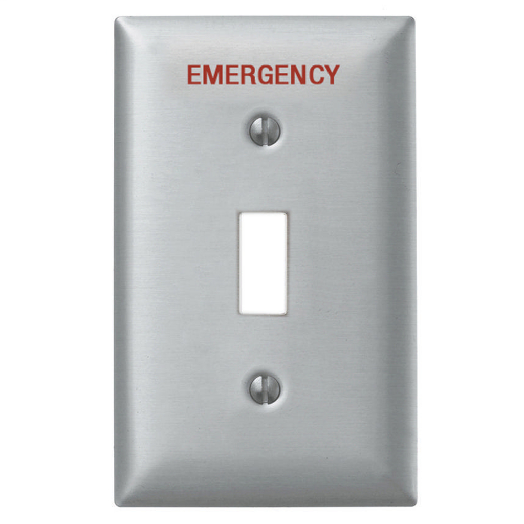 Product image for Hubbell SS1ME WALLPLATE, 1-G, SW, EMERGENCY, SS