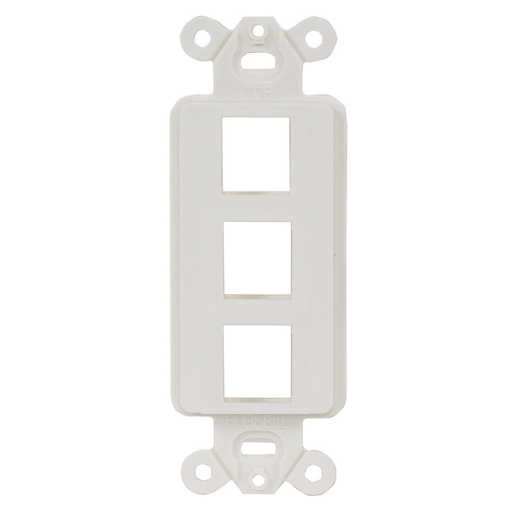Product image for Hubbell Wiring Devices ISF3OW 1-Gang Office White 3-Port Face Plate