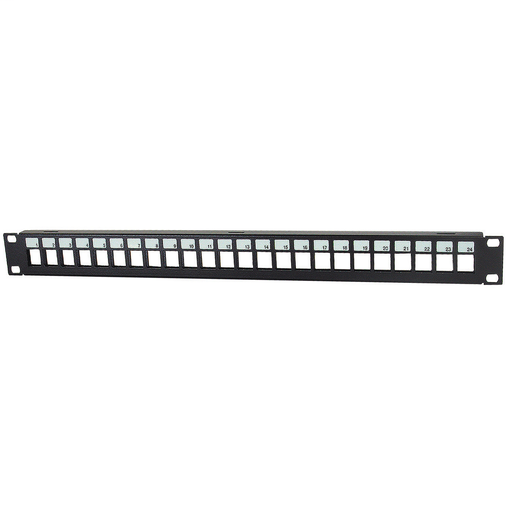 Product image for Hubbell Premise Wiring UDX24E 19 x 1.75 Inch Black 24-Port Rack Mount Unloaded Jack Panel
