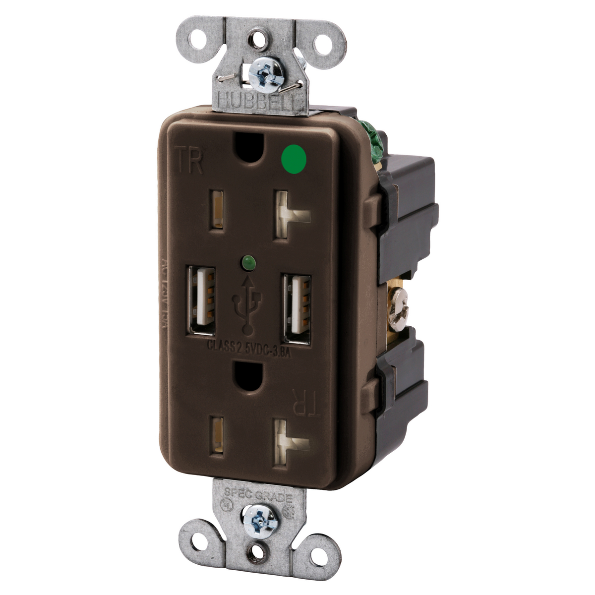 Straight Blade Devices, 20A, 125V, 2 Pole, 3 Wire Grounding, USB8300