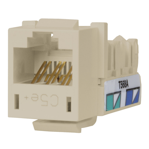 Product image for Hubbell Wiring Devices HXJ5ELA Hxj CAT 5E 8-Position Light Almond Universal Jack