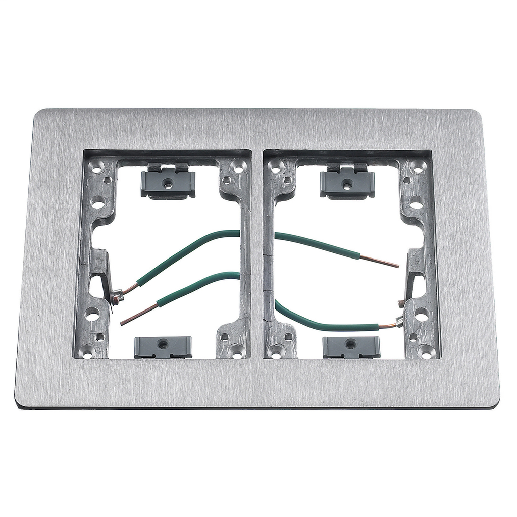 Product image for Hubbell SA3084W 2-Gang 8-1/8 Inch Length x 6 Inch Width Aluminum Gray Rectangular Floor Box Flat Flange