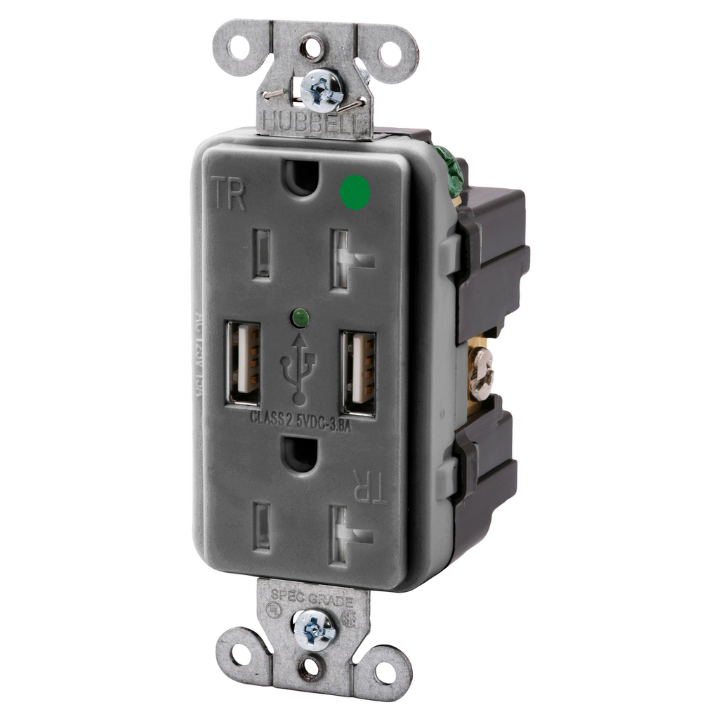 HCI USB8300GY RECEP, DUP, HG, 20A 1 HCI USB8300GY RECEP, DUP, HG, 20A 1