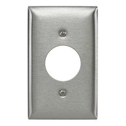 Hubbell SS7 1-Gang Single Receptacle Wallplate, Stainless Steel 302/304, 1.40" Hole