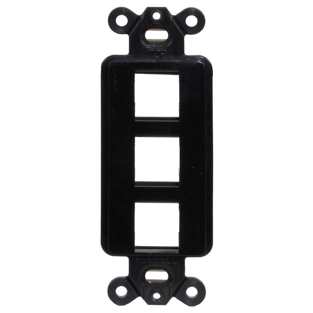 Product image for Hubbell ISF3BK 1-Gang Black 3-Port Face Plate