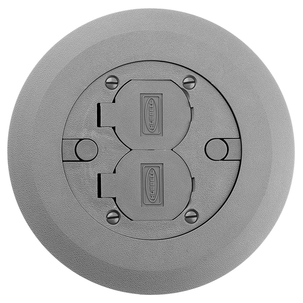 Hubbell Wiring Devices PFBCGYA 6.25 Inch Gray Non-Metallic Round Multi-Service Cover and Flange Assembly Hubbell Wiring Devices PFBCGYA 6.25 Inch Gray Non-Metallic Round Multi-Service Cover and Flange Assembly