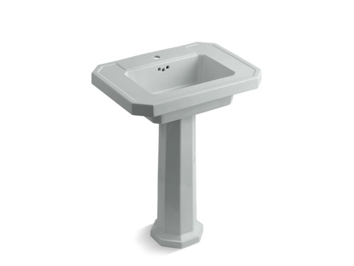 Kathryn® pedestal bathroom sink with single faucet hole, Ice™ Grey