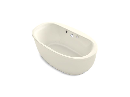 Sunstruck® 66" x 36" oval freestanding BubbleMassage™ Air Bath with Bask® heated surface and fluted shroud, Biscuit