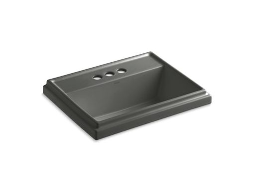 Tresham® rectangular drop-in bathroom sink with 4" centerset faucet holes, Thunder Grey