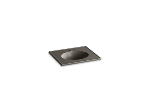 Ceramic/Impressions® 25" oval vanity-top bathroom sink with single faucet hole, Cashmere Impressions