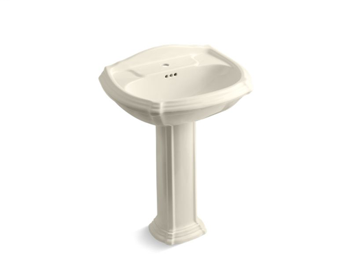 Portrait® pedestal bathroom sink with single faucet hole, Almond