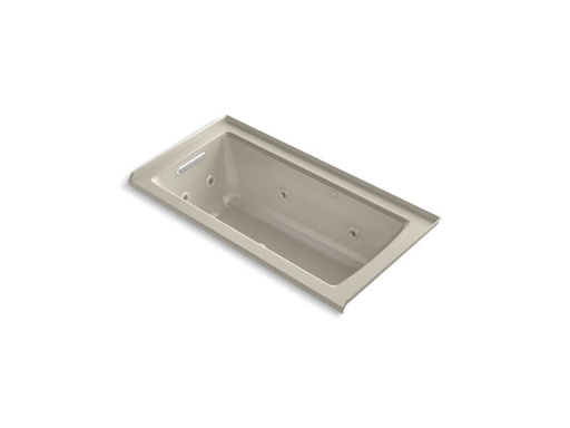 Archer® 60" x 30" integral flange whirlpool + BubbleMassage™ Air Bath with left-hand drain, Sandbar