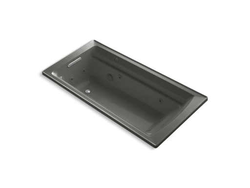 Archer® 72" x 36" drop-in whirlpool with reversible drain and heater, Thunder Grey